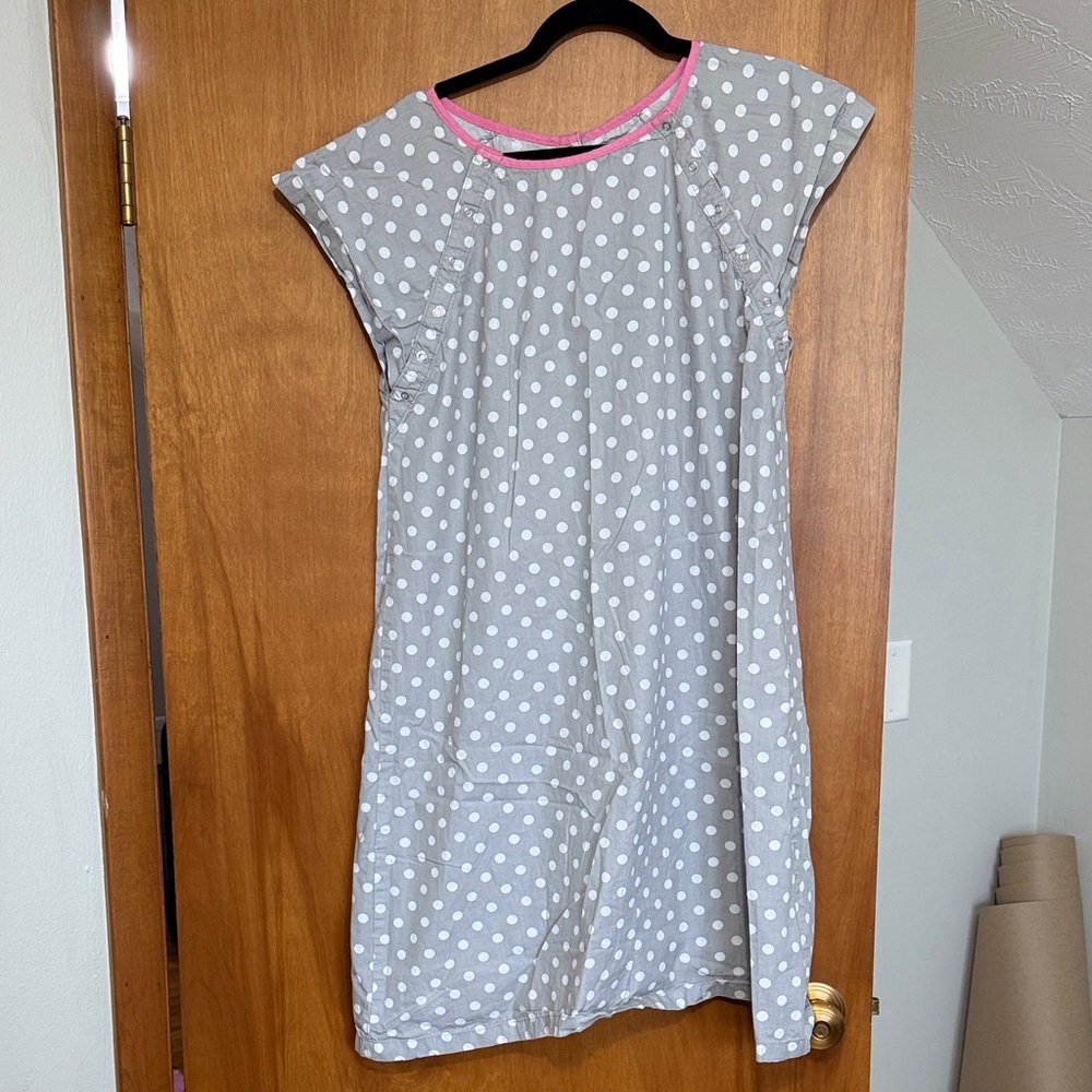 Maternity hospital gown Stylish Gray Polka Dot Nightgown